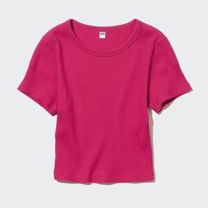 Uniqlo Ribbed Crew Neck Short Sleeve Crop TShirt